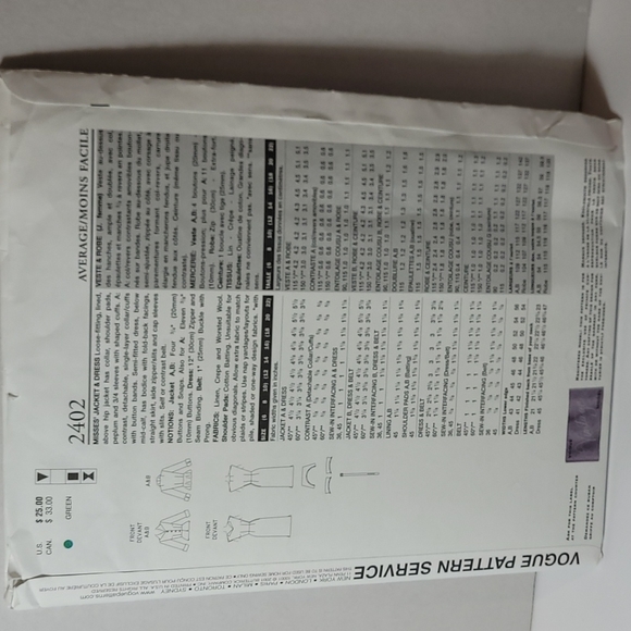 UNCUT Vogue Vintage Model Original 1950 Design Sewing Pattern 2402 Limited Ed - Picture 4 of 9